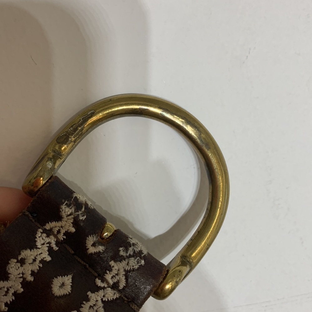 Lucky brand brown leather embroidered studded bohemian belt size medium - Picture 6 of 12